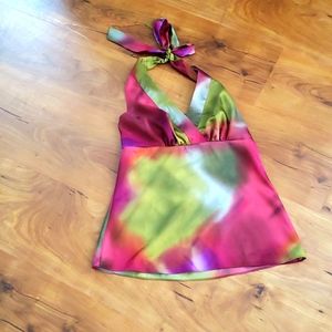 Multi color tie dyed halter